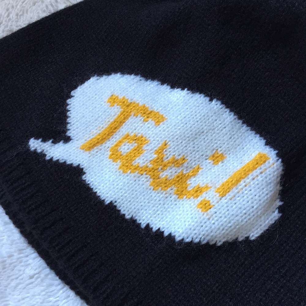 🚖Kate Spade Taxi! Speech Bubble 🚖 Beanie NWT black + black pompom - Picture 6 of 16